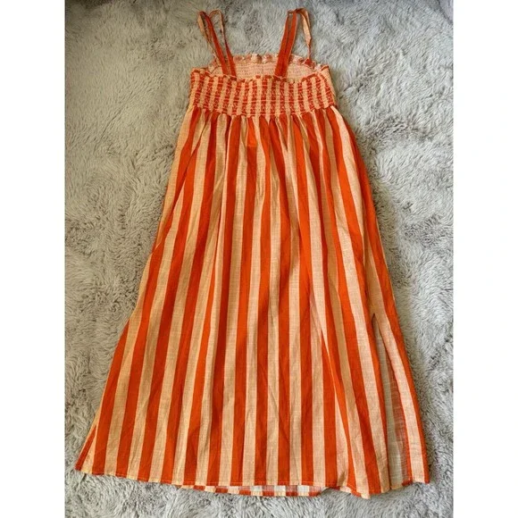 NWT New Anthropologie Red Motif Smocked Midi Dress Cotton Size S Boho Bohemian - Picture 4 of 8